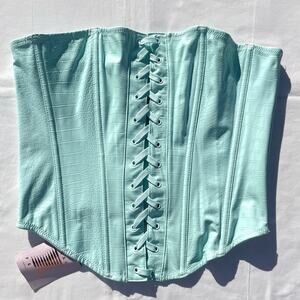 Savage X Fenty Queen Of The Galaxy Corset Top Womens Large Aqua Crocodile